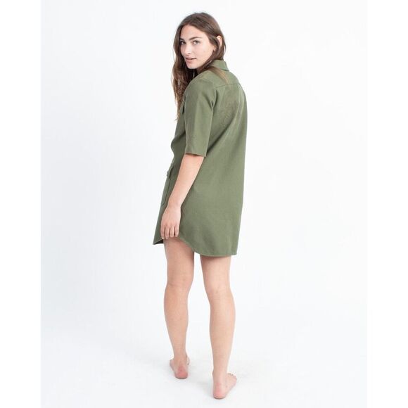 ZADIG & VOLTAIRE Green Military Lace Up Shift Dress With Embroidered Tiger - Picture 2 of 13